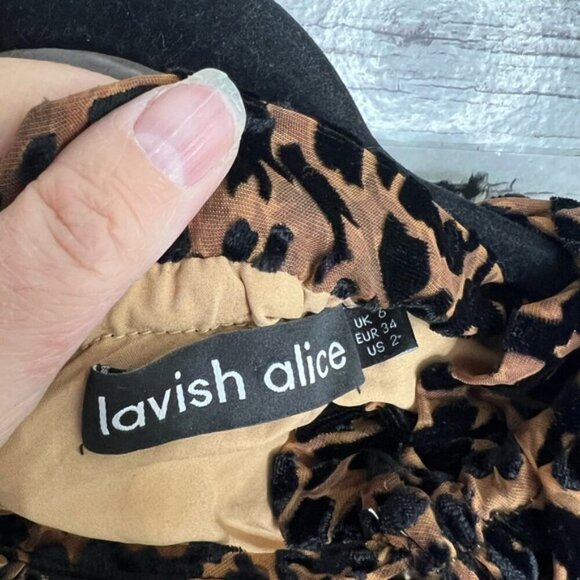 Lavish Alice long sleeve leopard print dress black brown size 2 - Picture 6 of 9
